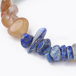 天然石ストレッチブレスレット  チップ  ミックスカラー  1-7/8インチ（4.8cm）〜2インチ（5cm）  チップ：6~15mm&nbsp;G-S299-68