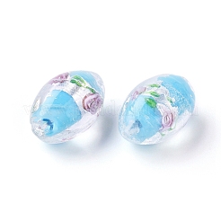 Ручная серебряная фольга стеклянные бусины Lampwork&nbsp;X-LAMP-Q030-02L