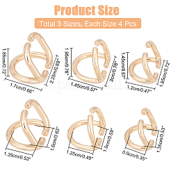 12スタイルの亜鉛合金製ダブルDリング留め具3個  ウェビングバックル  DIYバッグハンドルアクセサリー用  ライトゴールド  1.2~1.7x1.85~2.25x1.45~1.95cm  内径：0.9~1.6x1.35~1.5のCM  4個/スタイル&nbsp;FIND-WR0007-87