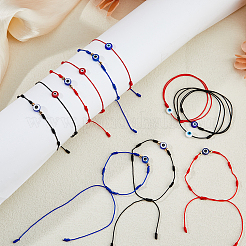 12шт. 9 стиля стеклянных браслетов с бусинами от сглаза BJEW-FI0001-24