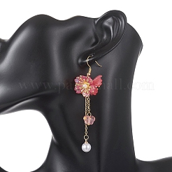 Серьги с подвесками из цветочного акрила&nbsp;EJEW-JE06924