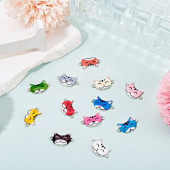 12 шт. 12-цветные эмалевые подвески-соединители в виде котенка&nbsp;FIND-TA0008-95