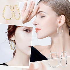 4 пара двухцветных сережек-колец в форме капли&nbsp;EJEW-GA0001-03