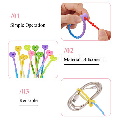 30 шт. 5-х цветные силиконовые кабельные стяжки в форме сердца&nbsp;SIL-TA0003-05