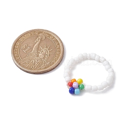 Anelli elasticizzati con perline di semi di vetro a fiori&nbsp;RJEW-JR00618-02