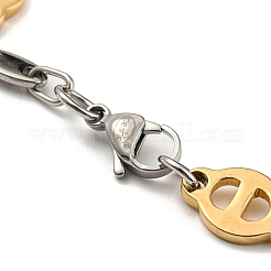 Ионное покрытие (ip) двухцветный браслет из нержавеющей стали 201 с овальными звеньями BJEW-B078-10GP