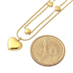 Двухслойные ожерелья в форме сердца из нержавеющей стали 304 для женщин NJEW-C084-04G