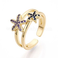 Манжеты из латуни с микро паве кубический цирконий для женщин&nbsp;KK-T071-64G