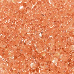 ガラスシードビーズ  ピーナッツ  ライトサーモン  3.5~4x2~2.5x2~2.3mm  穴：0.8mm  約8000個/ポンド&nbsp;SEED-K009-08B-02