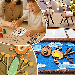 Наборы для самостоятельного изготовления поделок из древесной щепы для детей&nbsp;DIY-WH0816-016