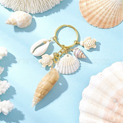 Натуральная ракушка в морском стиле с брелками из синтетической бирюзы KEYC-JKC01231