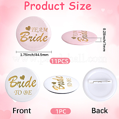 12 stücke weißblech & kunststoff braut abzeichen für hochzeit party braut dusche dekoration&nbsp;AJEW-SC0032-08A
