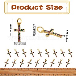 20шт латунные микропаве красочные кубические циркониевые подвески&nbsp;ZIRC-SZ0001-82