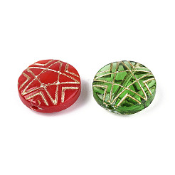 Плоские круглые стеклянные бусины со звездочками GLAA-T025-46M