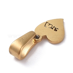 304ステンレススチールチャーム  バレンタインデーのために  単語「love」付けのハート  ゴールドカラー  8x7x1mm  穴：6x2.5mm&nbsp;STAS-I127-054G