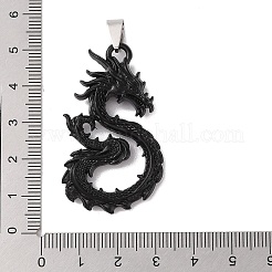 合金のチベット風チャーム  カドミウムフリー＆鉛フリー  ドラゴン  ブラック  46.5x27x7.5mm  穴：4.5x8mm&nbsp;FIND-B040-09EB