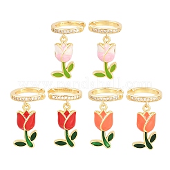 Orecchini a polsino in ottone con zirconi cubici trasparenti per San Valentino&nbsp;EJEW-Z164-09G