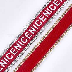 Атласная лента и два ряда страз (термоклей на спине) OCOR-S114-02A