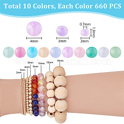 10 набор 10-х цветных прозрачных матовых стеклянных круглых бусин&nbsp;GLAA-PH0003-44B