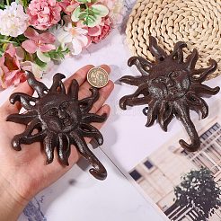 Gancho de pared rústico de hierro fundido con forma de cara de sol&nbsp;IFIN-WH0011-84