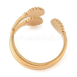 イオンプレーティング(IP) 304 ステンレススチール フラワーオープンカフリング 女性用  14KGP本金メッキ  内径：17.5mm&nbsp;RJEW-Z057-07G