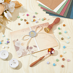 Латунная восковая печать с деревянной ручкой&nbsp;AJEW-WH0412-0002