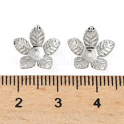 真鍮製ビーズキャップ  5  - 花びらの花  プラチナ  11.5x12x4mm  穴：1.4mm&nbsp;KK-V015-34P