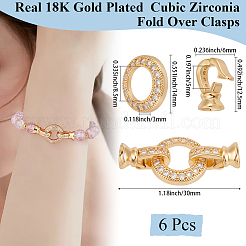 6 шт. латунные застежки с микропаве из прозрачного кубического циркония KK-BBC0018-85