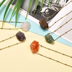 Ожерелья с подвесками из грубых необработанных натуральных камней NJEW-JN03641