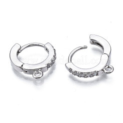 Латунные серьги-кольца из микро-паве с фианитами&nbsp;X-KK-T063-012P-NF