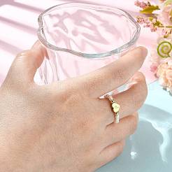 Anelli con perle d'acqua dolce naturali e perline in acciaio inossidabile 304&nbsp;RJEW-FS00001-16