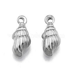 変色しない304ステンレススチールペンダント  らせん状のシェル形状  ステンレス鋼色  18x7.5x4mm  穴：2mm&nbsp;STAS-N099-32