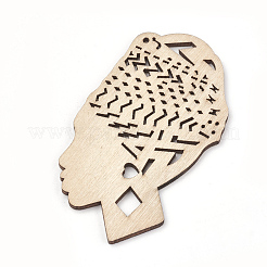 Неокрашенные деревянные большие подвески&nbsp;WOOD-T008-29