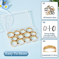 12 шт. 6 размера 201 нержавеющая сталь рифленые кольца для пальцев RJEW-TA0001-05G