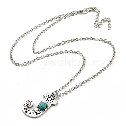 Lettre a ~ z en alliage plaqué argent antique avec colliers à pendentif turquoise synthétique&nbsp;NJEW-G080-01J