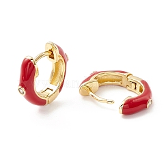 Массивные серьги-кольца из прозрачного кубического циркония с эмалью EJEW-P196-20G-02