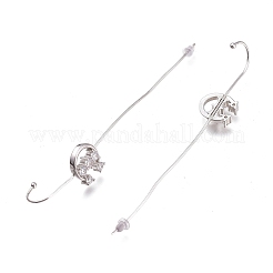 Латунные серьги с крючками-гусеницами из прозрачного кубического циркония с микропаве EJEW-O097-01P