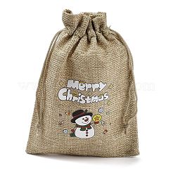 Bolsas de embalaje de arpillera impresas navideñas bolsas con cordón&nbsp;ABAG-Q053-02B-01