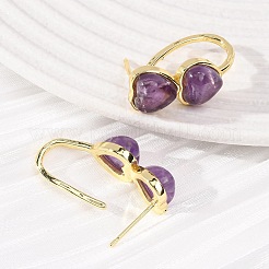 Valentinstag-Herzohrstecker aus natürlichem Amethyst&nbsp;EJEW-T053-01G-09