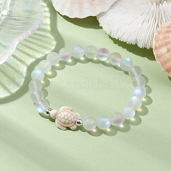 3 pièces bracelets de perles turquoise synthétiques teints dauphin&nbsp;BJEW-JB10251