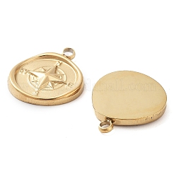304ステンレスペンダント  コンパスチャーム  14KGP本金メッキ  17.5x15x2.4mm  穴：2mm&nbsp;X-STAS-L022-378G