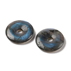 天然石ラブラドライトペンダント  ドーナツ/円盤チャーム  30~31x5.5~6.5mm  穴：6mm&nbsp;G-F639-04L