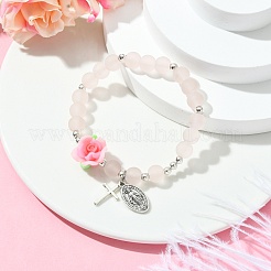 5 шт. 5-х цветные прозрачные и матовые стеклянные бусины стрейч BJEW-JB11494