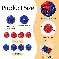 100 шт. 2-цветные бусины из полимерной глины ручной работы со стразами CLAY-TA0001-79B