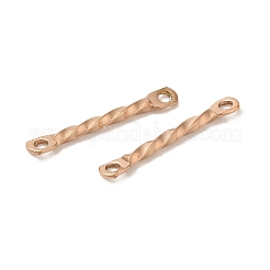 イオンプレーティング（IP）304ステンレススチールコネクタチャーム  ツイストバー  ローズゴールド  15x2x1.2mm  穴：1mm&nbsp;STAS-Q323-02C-RG