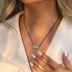 925 подвеска в виде кофейного зерна из стерлингового серебра с регулируемой подвеской из черного полиэфирного шнура для женщин NJEW-H074-03G