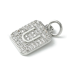 Placage de crémaillère en laiton micro pavé breloques en zircone cubique claire&nbsp;KK-G501-01U-P