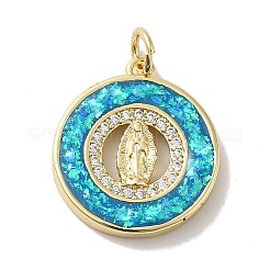 Покрытие стойки латунь микропаве фианиты с подвесками из синтетического опала&nbsp;KK-D088-18G