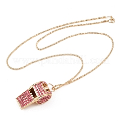 Collier avec pendentif sifflet en strass en fer et chaîne pop-corn pour femme&nbsp;NJEW-DR0001-03B