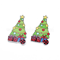 Boutons de Noël en bois d'érable peints à la bombe à 2 trou&nbsp;WOOD-N005-38